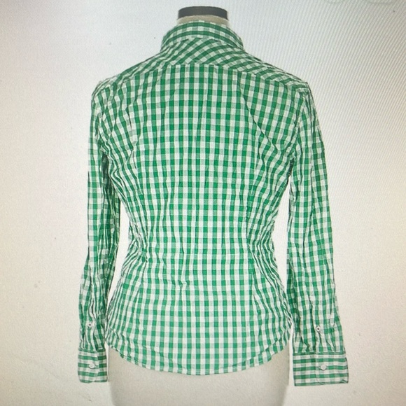 J Crew Long Sleeve Green & White check blouse. NWT. J Crew, Small. - Picture 2 of 7